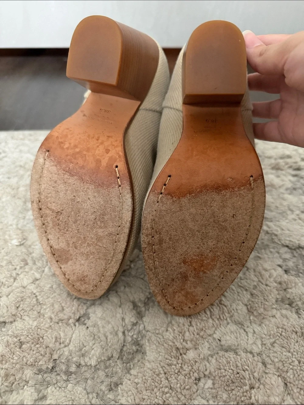 rag & bone Fold-Over Canvas Ankle Booties in Light Beige